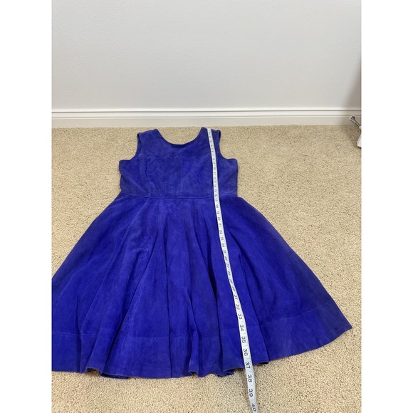 Shoshanna Dress Womens 12 Blue Suede Fit & Flare Sleeveless Lined Knee Length - Picture 8 of 8